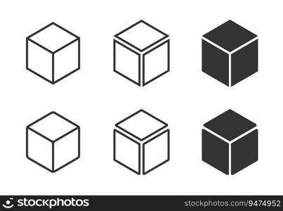 Cube set. Cubic or Box Icon. Vector illustration.