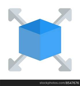 Cube shape in outward direction isolated on a white background