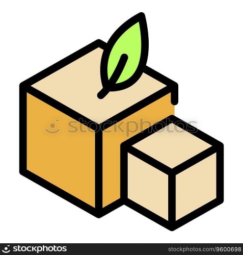 Cube soy food icon outline vector. Soya milk. Oil plant color flat. Cube soy food icon vector flat