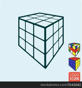 Cube toy icon. 3d combination puzzle cube.. Cube toy icon. 3d combination puzzle cube. Vector illustration.