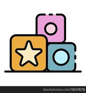 Cube toys icon. Outline cube toys vector icon color flat isolated. Cube toys icon color outline vector