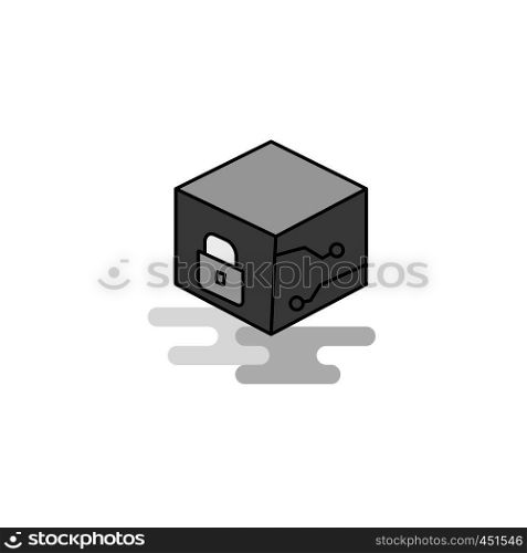 Cube Web Icon. Flat Line Filled Gray Icon Vector