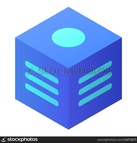 Cube with inscriptions icon. Isometric of cube with inscriptions vector icon for web design isolated on white background. Cube with inscriptions icon, isometric style