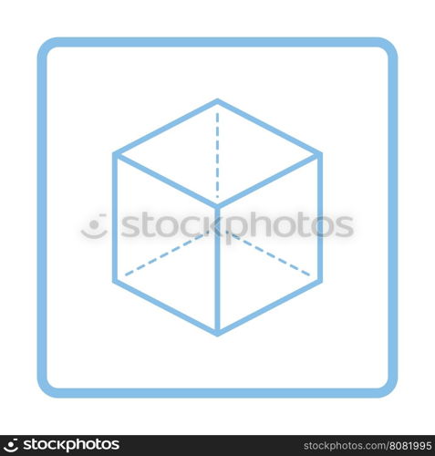 Cube with projection icon. Blue frame design. Vector illustration.