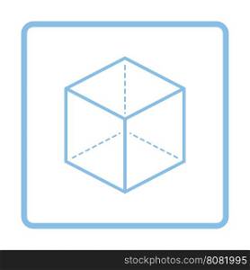 Cube with projection icon. Blue frame design. Vector illustration.