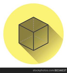 Cube with projection icon. Flat color design. Vector illustration.