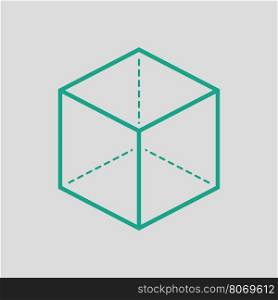 Cube with projection icon. Gray background with green. Vector illustration.