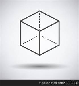 Cube with projection icon on gray background, round shadow. Vector illustration.