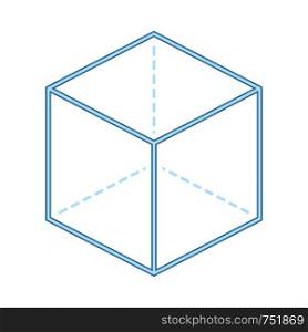Cube With Projection Icon. Thin Line With Blue Fill Design. Vector Illustration.