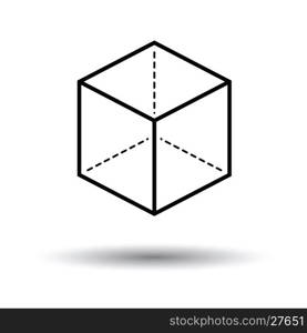 Cube with projection icon. White background with shadow design. Vector illustration.