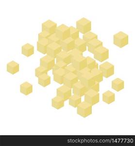 Cubes garlic icon. Isometric of cubes garlic vector icon for web design isolated on white background. Cubes garlic icon, isometric style