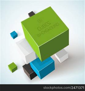 Cubes geometric composition with colorful 3d squares on light background isolated vector illustration. Cubes Geometric Composition