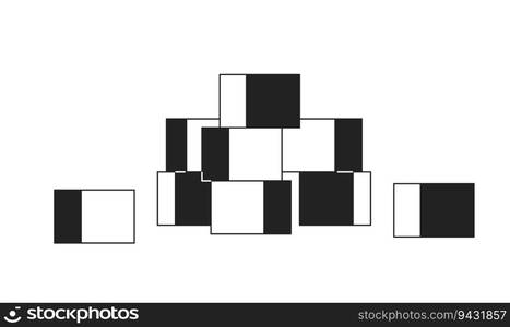 Cubes in kindergarten monochrome flat vector object. Pyramid building in childhood. Construction. Editable black and white line icon. Simple cartoon clip art spot illustration for web graphic design. Cubes in kindergarten monochrome flat vector object