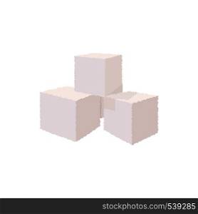 Cubes of sugar icon in cartoon style on a white background. Cubes of sugar icon, cartoon style