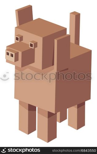 cubical dog cartoon character. Cartoon Illustration of Cubical Dog Animal 3d Game Character