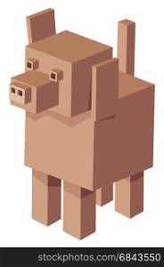 cubical dog cartoon character. Cartoon Illustration of Cubical Dog Animal 3d Game Character