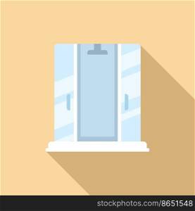 Cubicle cabin icon flat vector. Home interior. Bathroom door. Cubicle cabin icon flat vector. Home interior