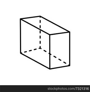Cuboid black geometric shape projection of dashed and straight lines figure in black color. Parallelepiped with even opposite sides vector illustration.. Cuboid Black Geometry Shape Projection Dashed Line