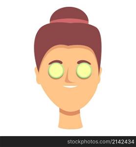 Cucumber eyes mask icon cartoon vector. Facial massage. Serum skin. Cucumber eyes mask icon cartoon vector. Facial massage