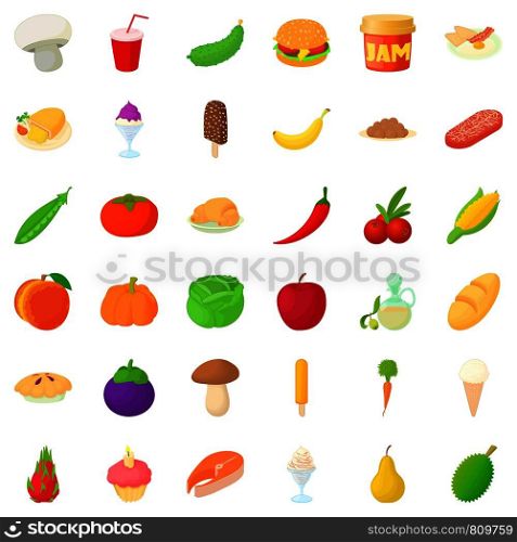Cucumber icons set. Cartoon style of 36 cucumber vector icons for web isolated on white background. Cucumber icons set, cartoon style