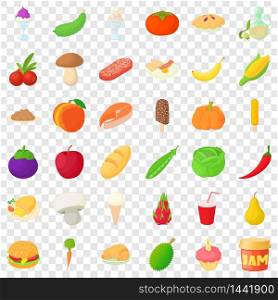 Cucumber icons set. Cartoon style of 36 cucumber vector icons for web for any design. Cucumber icons set, cartoon style