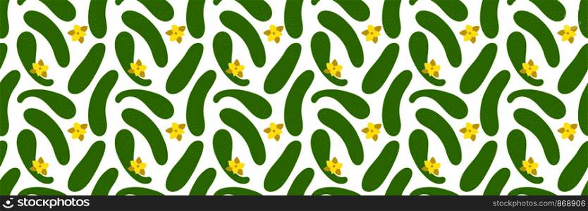 Cucumber seamless pattern. Green vegetable. Hand drawn doodle vector sketch. Healthy food. Vegetarian product. Vegan menu