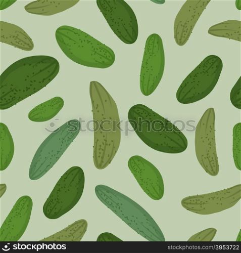 Cucumber seamless pattern. Vector background green vegetable pickles&#xA;