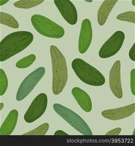 Cucumber seamless pattern. Vector background green vegetable pickles&#xA;