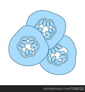 Cucumber Slices For SPA Icon. Thin Line With Blue Fill Design. Vector Illustration.