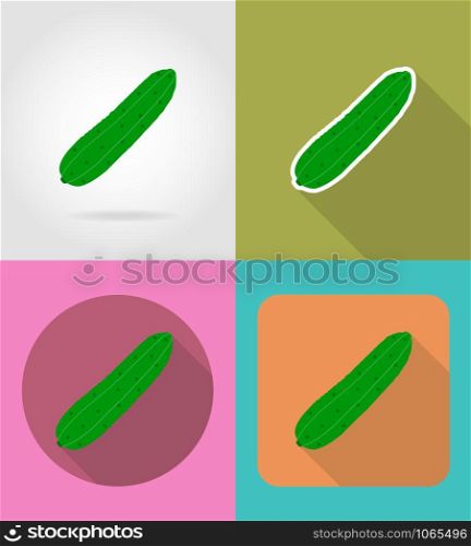 cucumber vegetable flat icons with the shadow vector illustration isolated on background