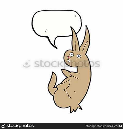 cue cartoon rabbit with speech bubble