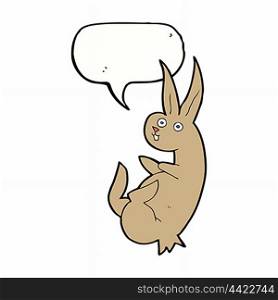 cue cartoon rabbit with speech bubble