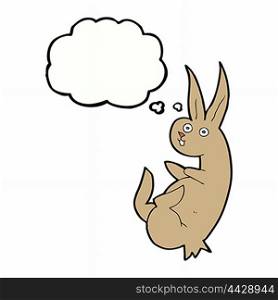 cue cartoon rabbit with thought bubble