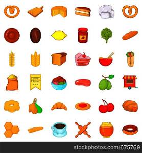 Cuisine icons set. Cartoon style of 36 cuisine vector icons for web isolated on white background. Cuisine icons set, cartoon style
