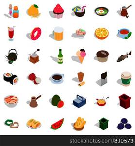 Culinary icons set. Isometric style of 36 culinary vector icons for web isolated on white background. Culinary icons set, isometric style
