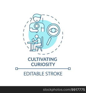 Cultivating curiosity concept icon. Overcoming procrastination tip idea thin line illustration. Improving engagement and collaboration. Vector isolated outline RGB color drawing. Editable stroke. Cultivating curiosity concept icon