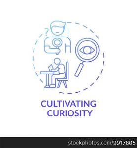 Cultivating curiosity concept icon. Overcoming procrastination tip idea thin line illustration. Openness to new experiences. Making better choices. Vector isolated outline RGB color drawing. Cultivating curiosity concept icon
