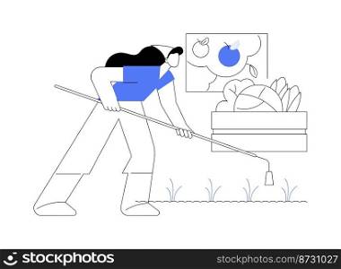 Cultivating the soil abstract concept vector illustration. Gardening, growing vegetables, tilling ground, remove weeds, loosening soil, air, water and nutrients penetration abstract metaphor.. Cultivating the soil abstract concept vector illustration.