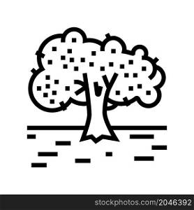 cultivation olive tree line icon vector. cultivation olive tree sign. isolated contour symbol black illustration. cultivation olive tree line icon vector illustration