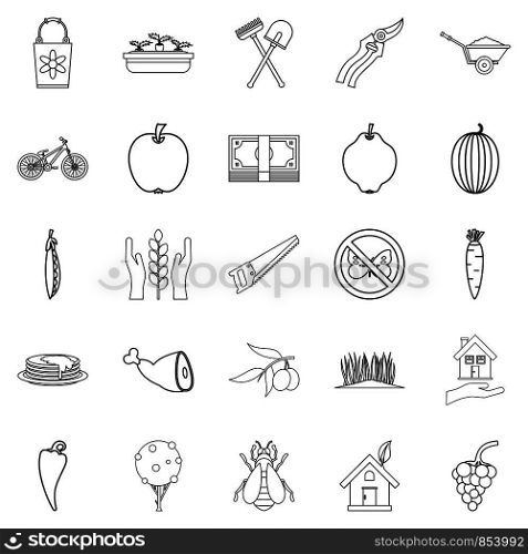 Cultivator icons set. Outline set of 25 cultivator vector icons for web isolated on white background. Cultivator icons set, outline style