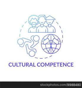 Cultural competence concept icon. Language competence idea thin line illustration. Positive attitudes towards cultural differences. Cross-cultural community. Vector isolated outline RGB color drawing. Cultural competence concept icon