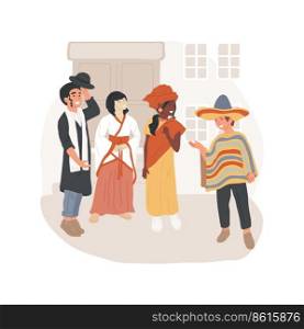 Cultural diversity day isolated cartoon vector illustration. Celebrate cultural diversity, dress up in traditional costumes, international day of tolerance, school awareness vector cartoon.. Cultural diversity day isolated cartoon vector illustration.