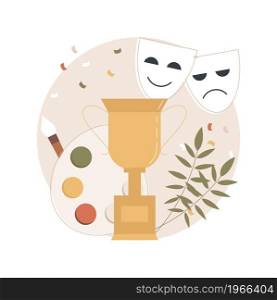 Cultural prize abstract concept vector illustration. Literary prize, academic culture award, nobel laureate, life science, winner signs book, hold trophy, art festival abstract metaphor.. Cultural prize abstract concept vector illustration.