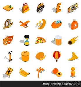 Cultural rest icons set. Isometric set of 25 cultural rest vector icons for web isolated on white background. Cultural rest icons set, isometric style