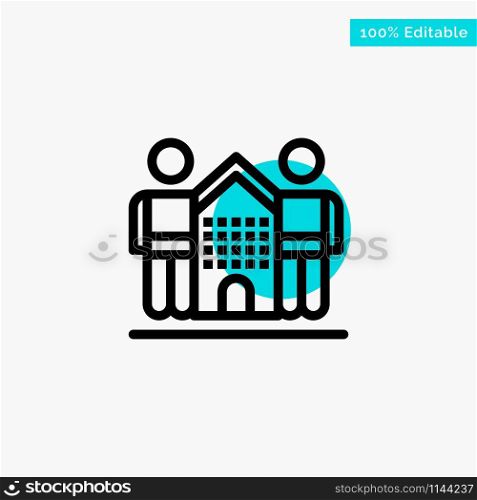 Culture, Friendly, Friends, Home, Life turquoise highlight circle point Vector icon