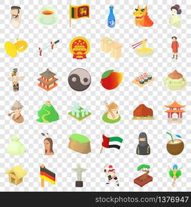 Culture of country icons set. Cartoon style of 36 culture of country vector icons for web for any design. Culture of country icons set, cartoon style