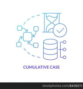 Cumulative case blue gradient concept icon. Collect data from sources. Type of events study abstract idea thin line illustration. Isolated outline drawing. Myriad Pro-Bold font used. Cumulative case blue gradient concept icon
