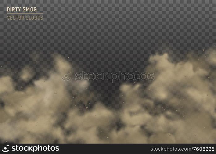 Cumulus clouds closeup realistic image against heavy smog dirty air pollution hazy effect background transparent vector illustration