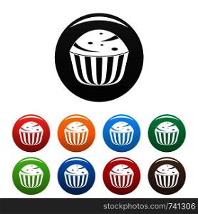 Cup cake icon. Simple illustration of cup cake vector icons set color isolated on white. Cup cake icons set color vector