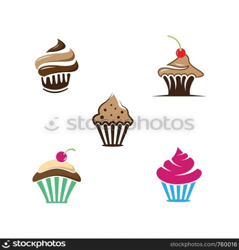 Cup cake logo vector icon illustration